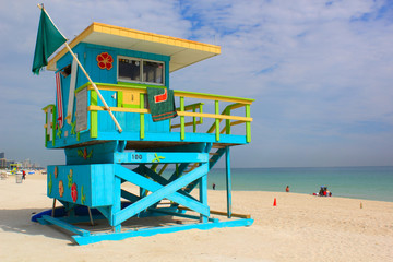 Poste de sauveteurs à Miami Beach, Floride, Etats-Unis