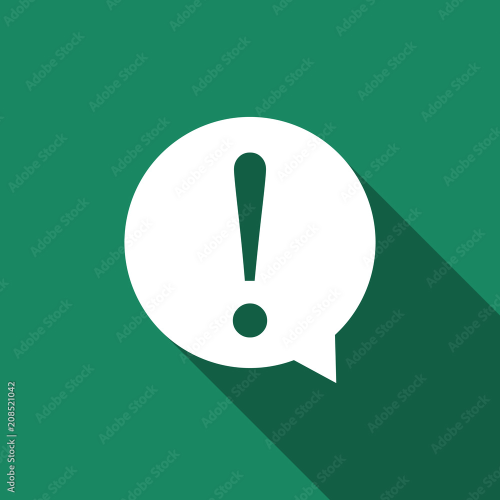 Poster exclamation mark in circle icon isolated with long shadow. hazard warning symbol. flat design. vecto