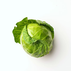 Green cabbage isolated on white background, square