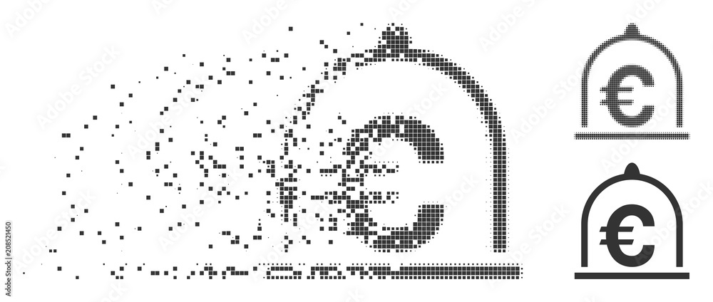 Poster grey vector euro standard icon in dissolved, dotted halftone and undamaged whole variants. rectangul