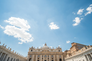 Naklejka premium St. Peter's Basilica located at Saint Peter's Square, the large plaza in Vatican City.
