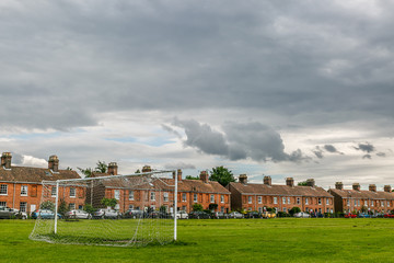 Fototapeta premium Nice football field in England a cloudy day