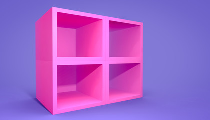 3d rendering empty pink box on clear background,bright colour