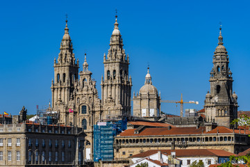 Fototapeta na wymiar Towers of the Cathedral in Santiago de Compostela, Spain