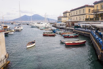 Fototapeta premium Panoramic view of Vesuvius from Naples port, Italy, Europe