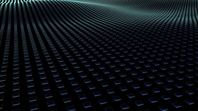 Looped animation background of squares on surfaces with waves.