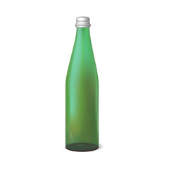 Simple green glass clean bottle for soda or beer. Mock Up. Vector illustration. 