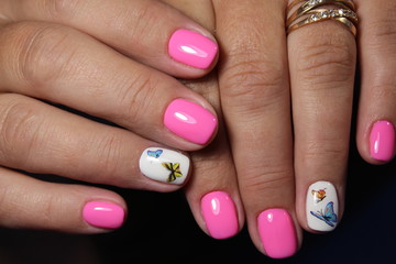 glamorous pink manicure