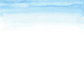 Soft blue sky watercolor texture. Watercolor gradient border