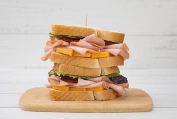 Stacked Ham and Cheese Sandwich with Vegetables