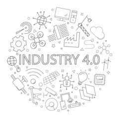 Fototapeta na wymiar Industry 4.0 background from line icon. Linear vector pattern