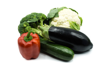 Aubergine Zucchini Brokkoli Paprika  Blumenkohl gemüse