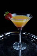 summer fresh cocktail with ice, fruit and vegetables