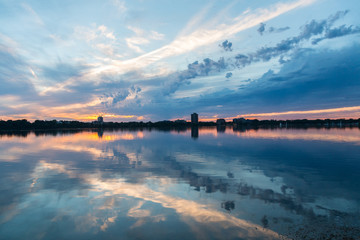 Bde Maka Ska (formerly Lake Calhoun) at sunset.