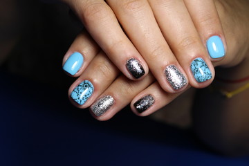 fashionable blue manicure