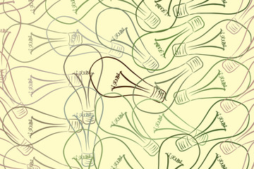 Decorative hand drawn light bulb illustrations. Details, cartoon, backdrop & power.