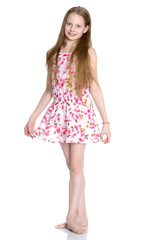 The little girl is full-length.