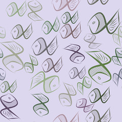 Seamless abstract illustrations of fish, conceptual. Graphic, messy, effect & template.