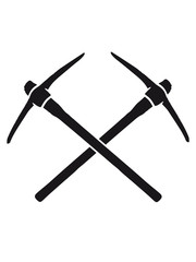 schwarz 2 kreuz logo pickaxe spitzhacke abbauen bergbau hammer axt werkzeug bergarbeiter