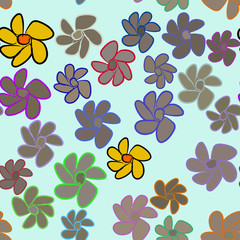 Seamless decorative hand drawn flower art illustrations. Wallpaper, shape, canvas & sketch.