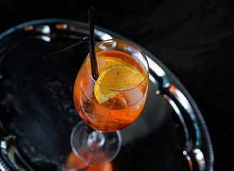 summer fresh cocktail with ice, fruit and vegetables