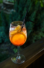 summer fresh cocktail with ice, fruit and vegetables