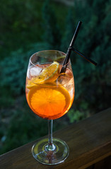 summer fresh cocktail with ice, fruit and vegetables