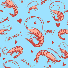 Vector Seamless pattern for Shrimp