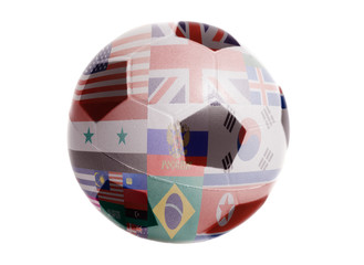 Flags all countries on Soccer ball