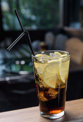 summer fresh cocktail with ice, fruit and vegetables