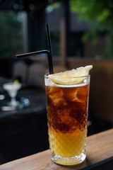 summer fresh cocktail with ice, fruit and vegetables