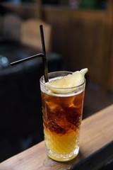 summer fresh cocktail with ice, fruit and vegetables