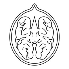 Walnut icon in outline style isolated on white background vector illustration