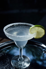 summer fresh cocktail with ice, fruit