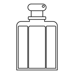 Bottle of female perfume icon in outline style isolated on white background vector illustration