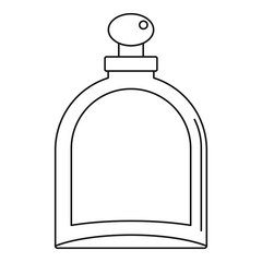 White glass bottle with perfume icon in outline style isolated on white background vector illustration
