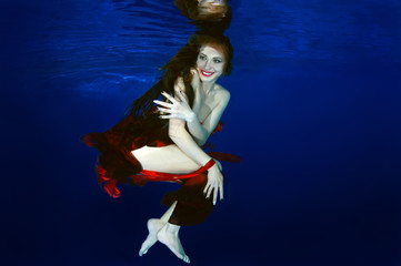 semi-nude young woman posing underwater -  Far East, Primorye, Primorsky Krai, Russia