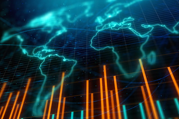Orange forex chart texture with map