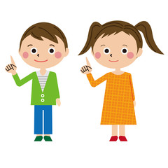 男の子と女の子の指さし