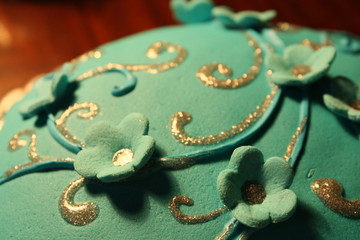 Blue decoration with flowers