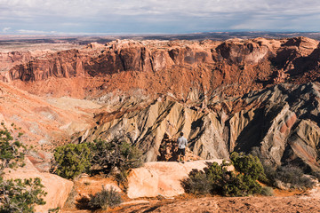 young man with Magnificent view of canyon, Arizona, USA.