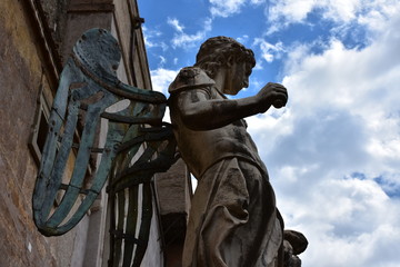 Rome, 17 May 2018, Reportage from S. Angel Castle. External and internal. Courtyard of the angel. Angel detail