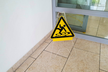 Warning sign on the Floor