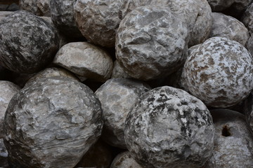 Rome, 17 May 2018, Reportage from S. Angel Castle. External and internal. Cannon balls in the yard...