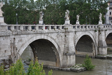Rome. Panorama of the Tiber river and bridges.