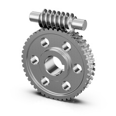 Gear worm wheels. Mechanics for training. 3D rendering.