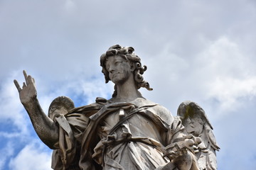 Rome, statues of the angels sculpted by pupils of Bernini in 1669 and placed on the S. Angelo bridge. Details and close-up