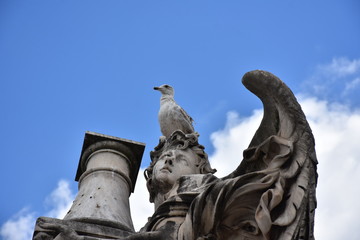 Rome, statues of the angels sculpted by pupils of Bernini in 1669 and placed on the S. Angelo bridge. Details and close-up