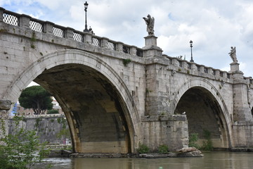 Rome. Panorama of the Tiber river and bridges.