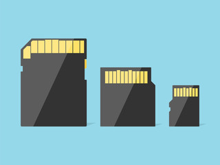 Memory card different types. Data storage. Vector illustration i
